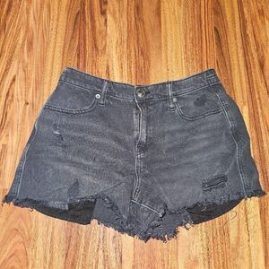 Aerie Black Distressed Elastic Waistband Shorts Womens Size Small